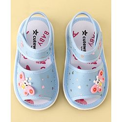 Cute Walk by Babyhug Velcro Closure Musical Sandals Butterfly Applique - Blue