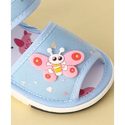 Cute Walk by Babyhug Velcro Closure Musical Sandals Butterfly Applique - Blue
