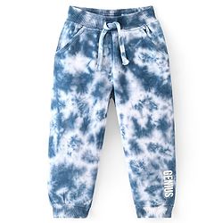 Babyhug Cotton Looper Knit Full Length Tie Dyed Lounge Pant - Blue