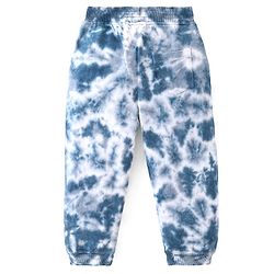Babyhug Cotton Looper Knit Full Length Tie Dyed Lounge Pant - Blue