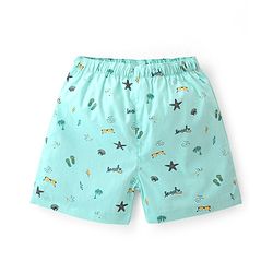 Babyhug Cotton Woven Regular Boxers Cars & Boats Print Pack of 3 - Blue Pink & Yellow