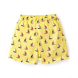 Babyhug Cotton Woven Regular Boxers Cars & Boats Print Pack of 3 - Blue Pink & Yellow