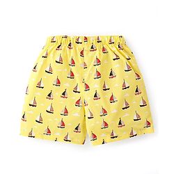 Babyhug Cotton Woven Regular Boxers Cars & Boats Print Pack of 3 - Blue Pink & Yellow