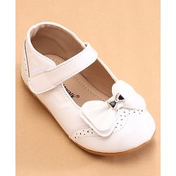 Cute Walk by Babyhug Ballerina with Bow Applique & Velcro Closure -White