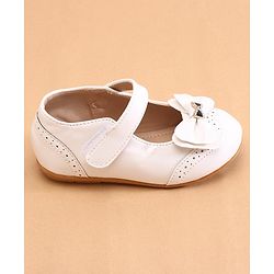 Cute Walk by Babyhug Ballerina with Bow Applique & Velcro Closure -White