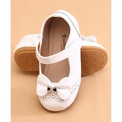 Cute Walk by Babyhug Ballerina with Bow Applique & Velcro Closure -White