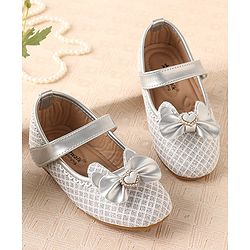 Cute Walk by Babyhug Ballerinas with Velcro Closure & Bow Applique-  Sliver