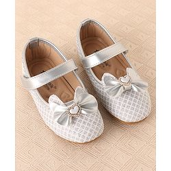 Cute Walk by Babyhug Ballerinas with Velcro Closure & Bow Applique-  Sliver