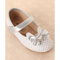 Cute Walk by Babyhug Ballerinas with Velcro Closure & Bow Applique-  Sliver