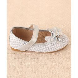 Cute Walk by Babyhug Ballerinas with Velcro Closure & Bow Applique-  Sliver