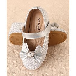 Cute Walk by Babyhug Ballerinas with Velcro Closure & Bow Applique-  Sliver