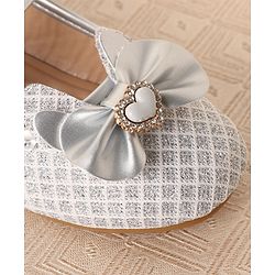 Cute Walk by Babyhug Ballerinas with Velcro Closure & Bow Applique-  Sliver