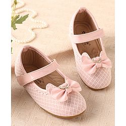 Cute Walk by Babyhug Ballerinas with Velcro Closure & Bow Applique-  Pink