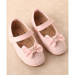 Cute Walk by Babyhug Ballerinas with Velcro Closure & Bow Applique-  Pink