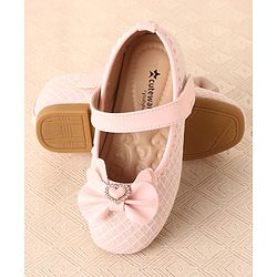 Cute Walk by Babyhug Ballerinas with Velcro Closure & Bow Applique-  Pink
