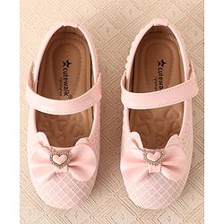 Cute Walk by Babyhug Ballerinas with Velcro Closure & Bow Applique-  Pink