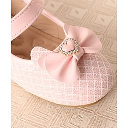 Cute Walk by Babyhug Ballerinas with Velcro Closure & Bow Applique-  Pink