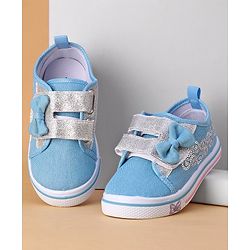 Cute Walk by Babyhug Casual Shoes With Velcro Closure and Bow  Applique - Blue