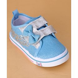 Cute Walk by Babyhug Casual Shoes With Velcro Closure and Bow  Applique - Blue