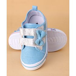 Cute Walk by Babyhug Casual Shoes With Velcro Closure and Bow  Applique - Blue