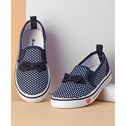 Cute Walk By Babyhug Slip On Casual Shoes Polka Dot With Bow - Blue