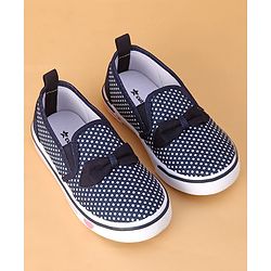 Cute Walk By Babyhug Slip On Casual Shoes Polka Dot With Bow - Blue