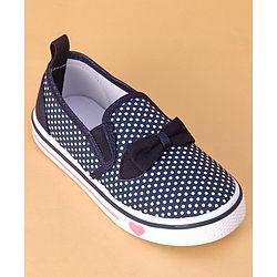 Cute Walk By Babyhug Slip On Casual Shoes Polka Dot With Bow - Blue
