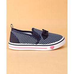 Cute Walk By Babyhug Slip On Casual Shoes Polka Dot With Bow - Blue
