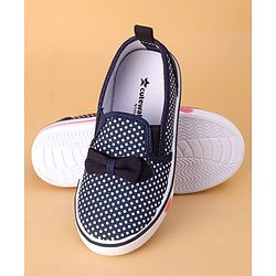 Cute Walk By Babyhug Slip On Casual Shoes Polka Dot With Bow - Blue