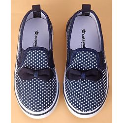 Cute Walk By Babyhug Slip On Casual Shoes Polka Dot With Bow - Blue