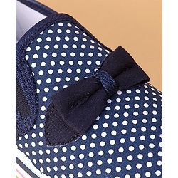 Cute Walk By Babyhug Slip On Casual Shoes Polka Dot With Bow - Blue
