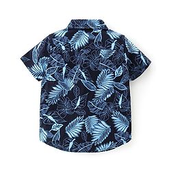 Babyhug Cotton Woven Half Sleeves Shirt & Denim Shorts Set Leaf Print - Blue