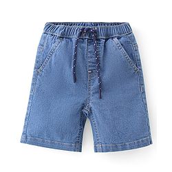 Babyhug Cotton Woven Half Sleeves Shirt & Denim Shorts Set Leaf Print - Blue