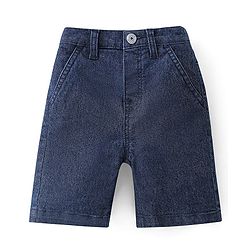 Babyhug Cotton Woven Half Sleeves Shirt & Denim Shorts With Shark Print - Navy Blue