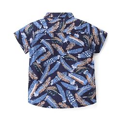Babyhug Cotton Woven Half Sleeves Shirt & Denim Shorts With Feather - Navy Blue