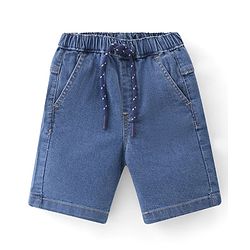 Babyhug Cotton Woven Half Sleeves Shirt & Denim Shorts With Feather - Navy Blue