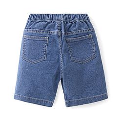 Babyhug Cotton Woven Half Sleeves Shirt & Denim Shorts With Feather - Navy Blue