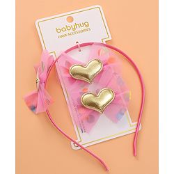 Babyhug Hair Accessories Combo Set with Heart & Bow Applique Free Size   -  Multicolor