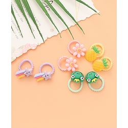 Babyhug Rubber Bands Sets  with Floral Applique Free Size - Multicolor