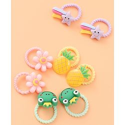 Babyhug Rubber Bands Sets  with Floral Applique Free Size - Multicolor