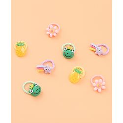 Babyhug Rubber Bands Sets  with Floral Applique Free Size - Multicolor