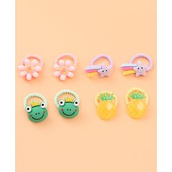 Babyhug Rubber Bands Sets  with Floral Applique Free Size - Multicolor