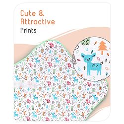 Babyhug Premium Cotton Snug Pod Baby Wrap Animal Print- White & Green