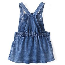 Babyhug Cotton Knit Half Sleeves T-Shirt &  Denim Frock Rainbow Tie & Die - Blue