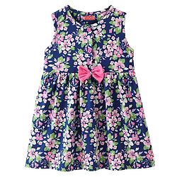 Babyhug Cotton Jersey Knit Sleeveless Frock Floral Print - Blue