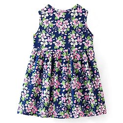 Babyhug Cotton Jersey Knit Sleeveless Frock Floral Print - Blue