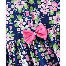 Babyhug Cotton Jersey Knit Sleeveless Frock Floral Print - Blue