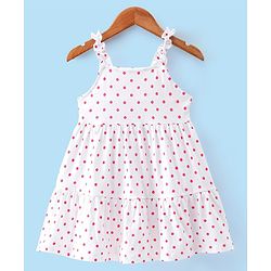 Babyhug Cotton Jersey Woven Sleeveless Frock with Sleeveless Jacket Floral Print - White & Peach