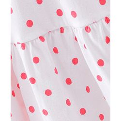 Babyhug Cotton Jersey Woven Sleeveless Frock with Sleeveless Jacket Floral Print - White & Peach
