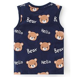 Babyhug 100% Cotton Knit Sleeveless T-Shirt Stripes & Bear Graphics Pack Of 3 - Multicolor